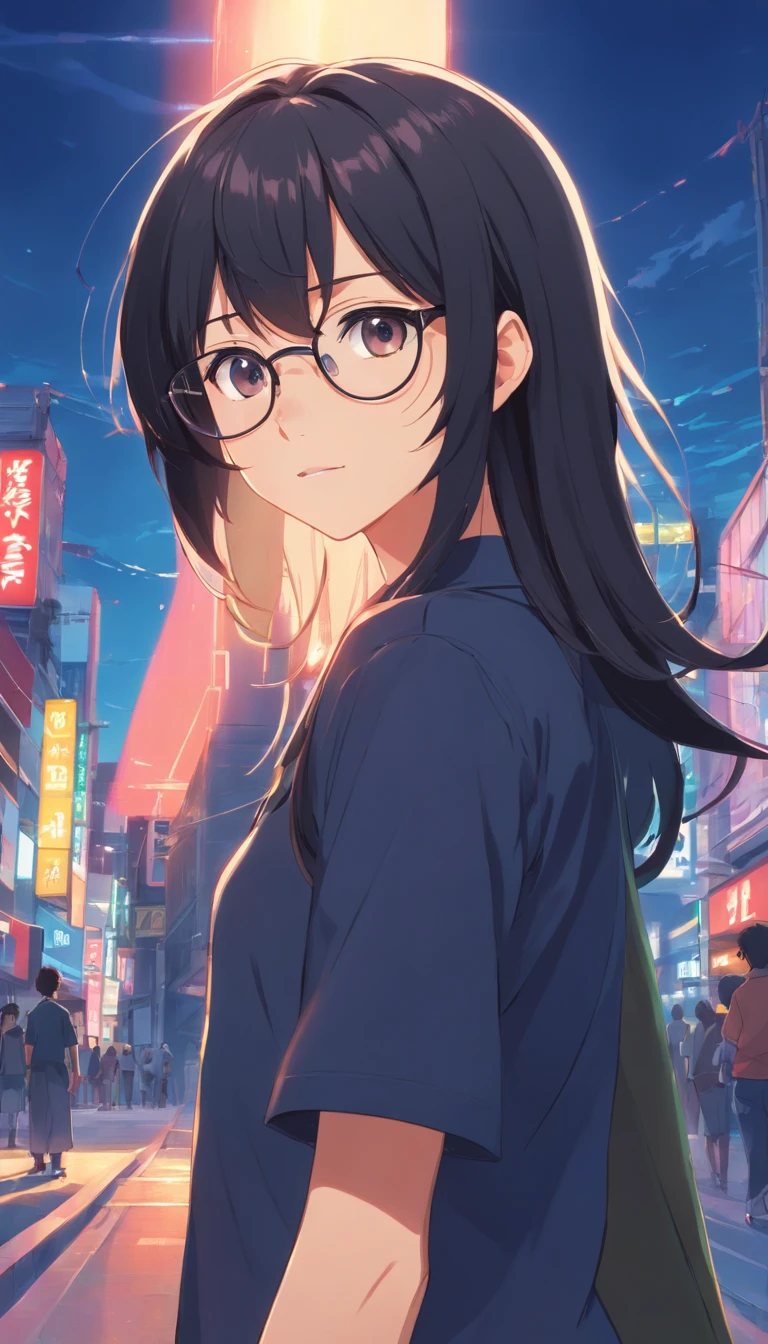16 yaers old,Libido boy,Shota,Black color hair,black shirt,Square glasses,apathy,long whitr hair,with long bangs,messed up hair,unholy,Floating hair