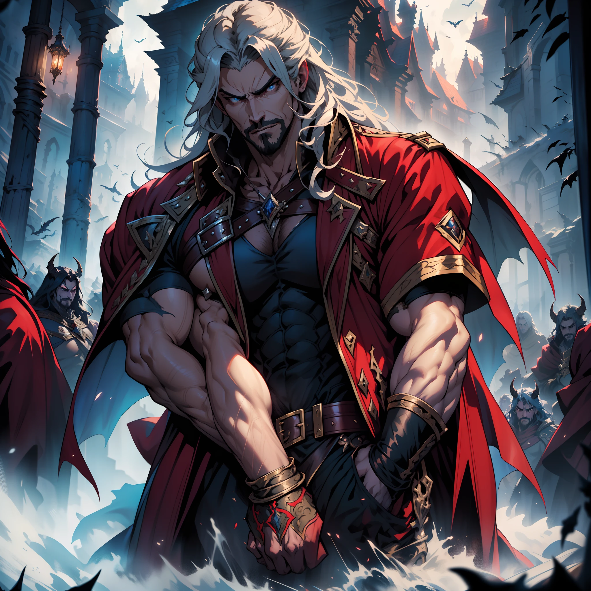 Castlevania Shadow Lord hyper realistic super detailed Dynamic shot masterpiece cinematic scene scenes movie Epic Legendary Lord Dracula leading troops armed with demons to fight sharp details cinematic scenes movie Epic Legendary many demons gathered around Lord Dracula creatures army assembled