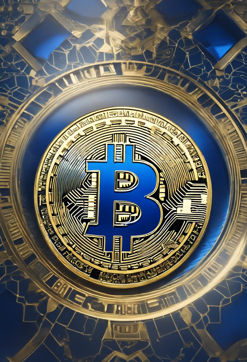 "Por favor, crie uma imagem que represente o mundo das criptomoedas. Predominantly use blue and white colors in the composition. A imagem deve incorporar elementos que simbolizem a tecnologia blockchain, decentralization, The security and innovation associated with cryptocurrencies. Make sure the image conveys a sense of confidence and modernity, while highlighting the importance of blue and white and gold in the context of cryptocurrencies