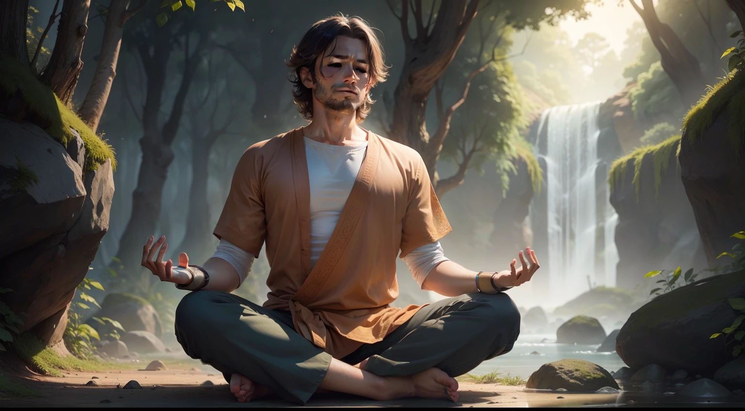 man meditating background is natural