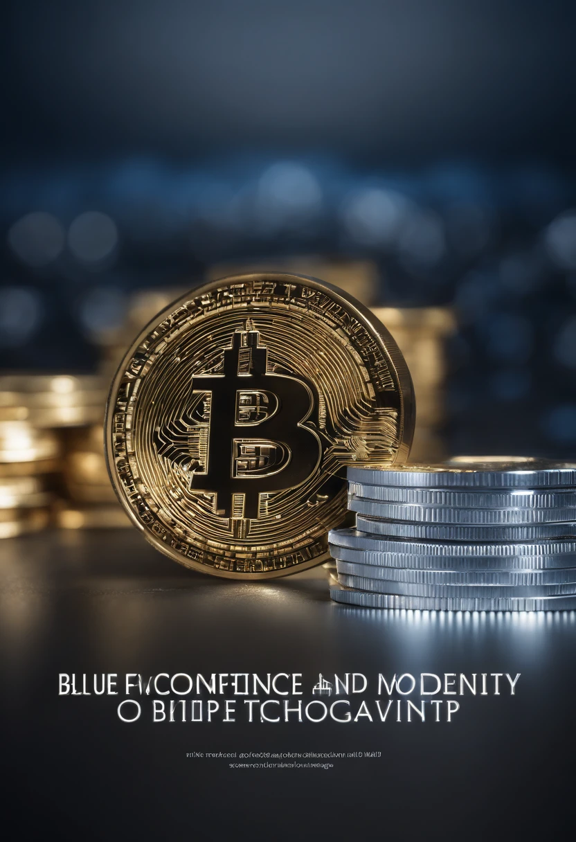 "Por favor, crie uma imagem que represente o mundo das criptomoedas. Predominantly use blue and white colors in the composition. A imagem deve incorporar elementos que simbolizem a tecnologia blockchain, decentralization, The security and innovation associated with cryptocurrencies. Make sure the image conveys a sense of confidence and modernity, By highlighting the importance of blue and white and gold in the context of cryptocurrencies put technological networks