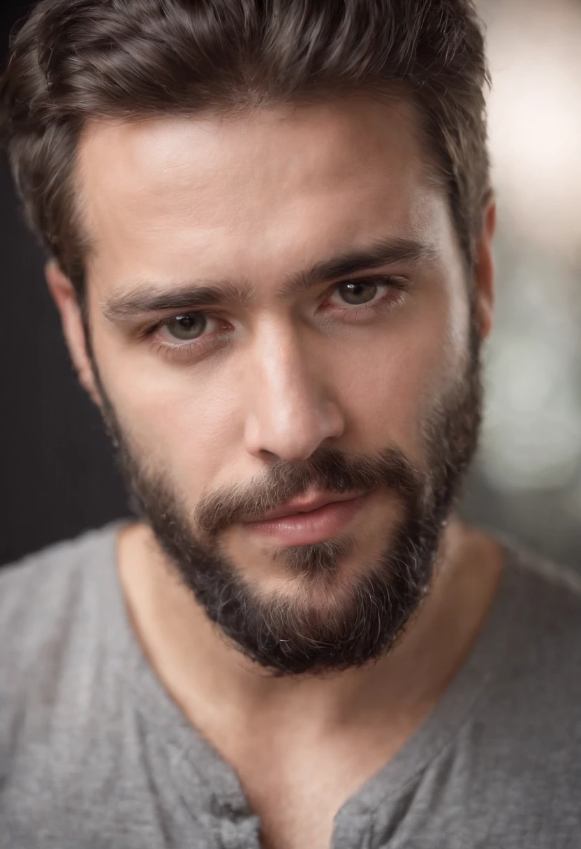 um close up de um homem com barba usando fones de ouvido, cabelos grisalhos e barba, homem de cabelos grisalhos escuros, alguns cabelos grisalhos na barba, cabelos e barba prateados, close up foto de retrato, foto retrato suave 8 k, close - foto retrato acima, foto de retrato detalhada, barba grisalha, retrato de alta qualidade, fechar retrato, barba cinzenta aparada, foto de retrato em close-up
