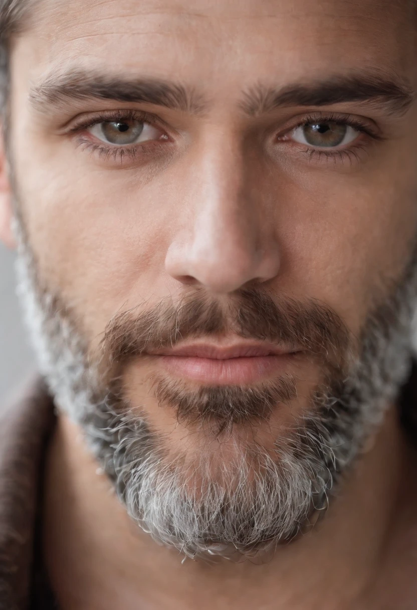 um close up de um homem com barba usando fones de ouvido, cabelos grisalhos e barba, homem de cabelos grisalhos escuros, alguns cabelos grisalhos na barba, cabelos e barba prateados, close up foto de retrato, foto retrato suave 8 k, close - foto retrato acima, foto de retrato detalhada, barba grisalha, retrato de alta qualidade, fechar retrato, barba cinzenta aparada, foto de retrato em close-up