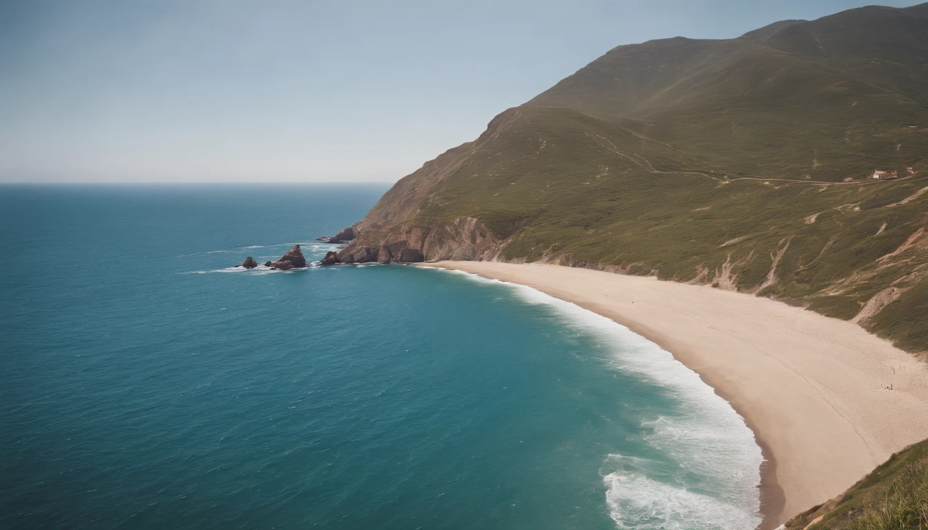 downhill,Expansive ocean,Summer sunshine,sea breeze