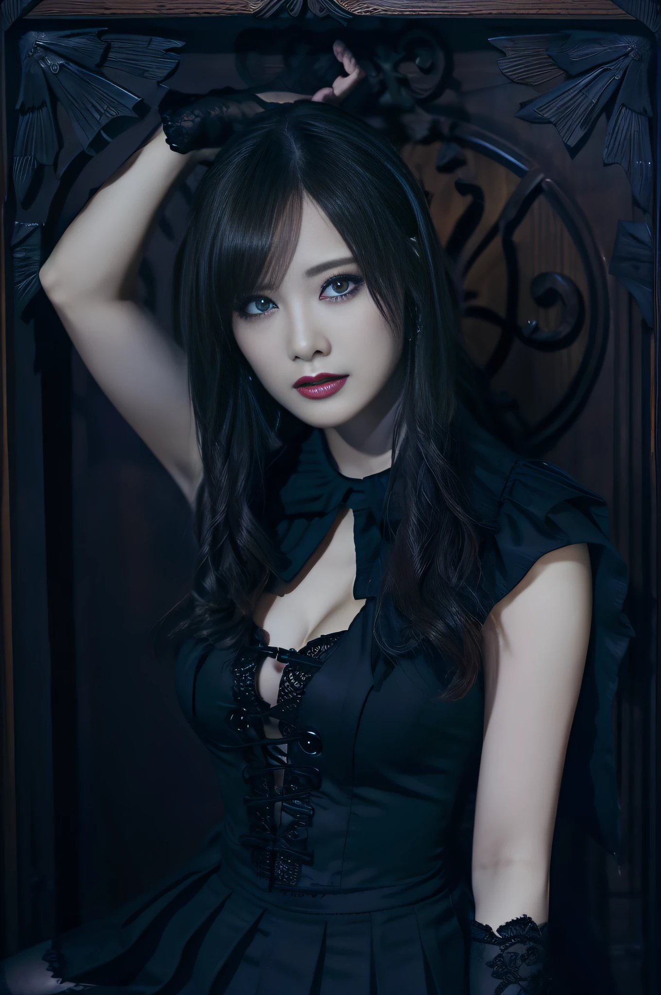 Charming beauties、Evil Female Executive、Night city、Move ki、The Darkness、seductiv、brainwashed、remodel、Evil Fall、wicked、darkness、Black eyeshadow、Black pleated skirt、panthyhose、stockings
