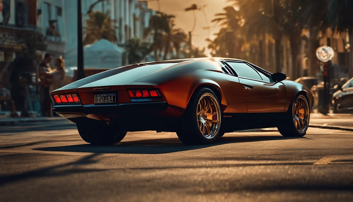 Um muscle car estacionado em uma rua da cidade, wallpaper mobile, cinematic poster, papel de parede do telefone, como matriz, cartaz motivacional,cor preta lamborghini carro,  money raining from the sky,cinematic wallpaper 4k, cinematic 4k wallpaper, Matriz LUT, poster!!!, GTA V Estilo Poster, fotografia automotiva, cinematic matte illustration, matte digital illustration, paper awesome wallpaper, cartaz de filme de pintura fosca, gta arte da tela de carregamento, wallpaper mobile