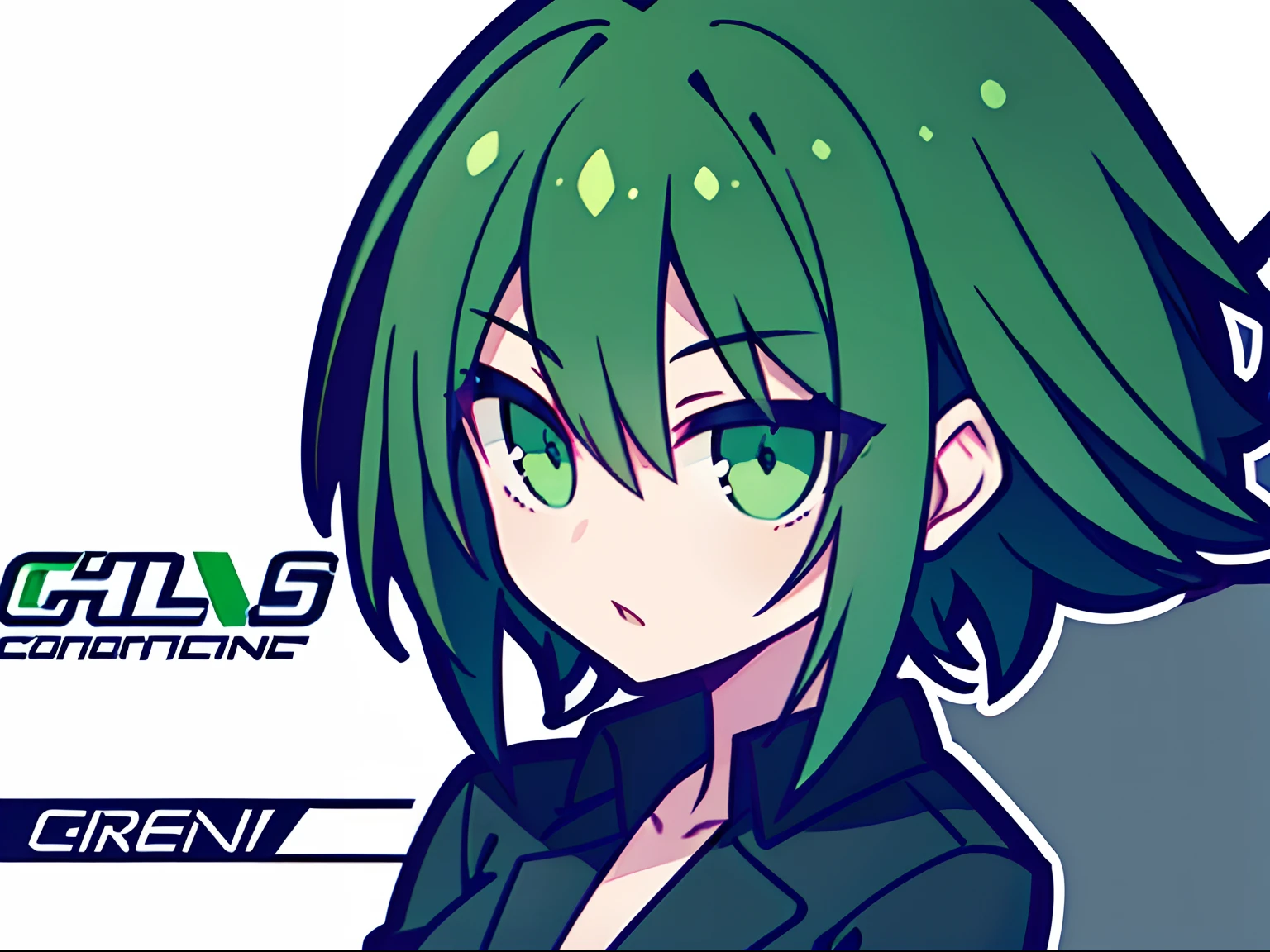 The logo of the car customization company，Must have a girl with green black hair and green eyes