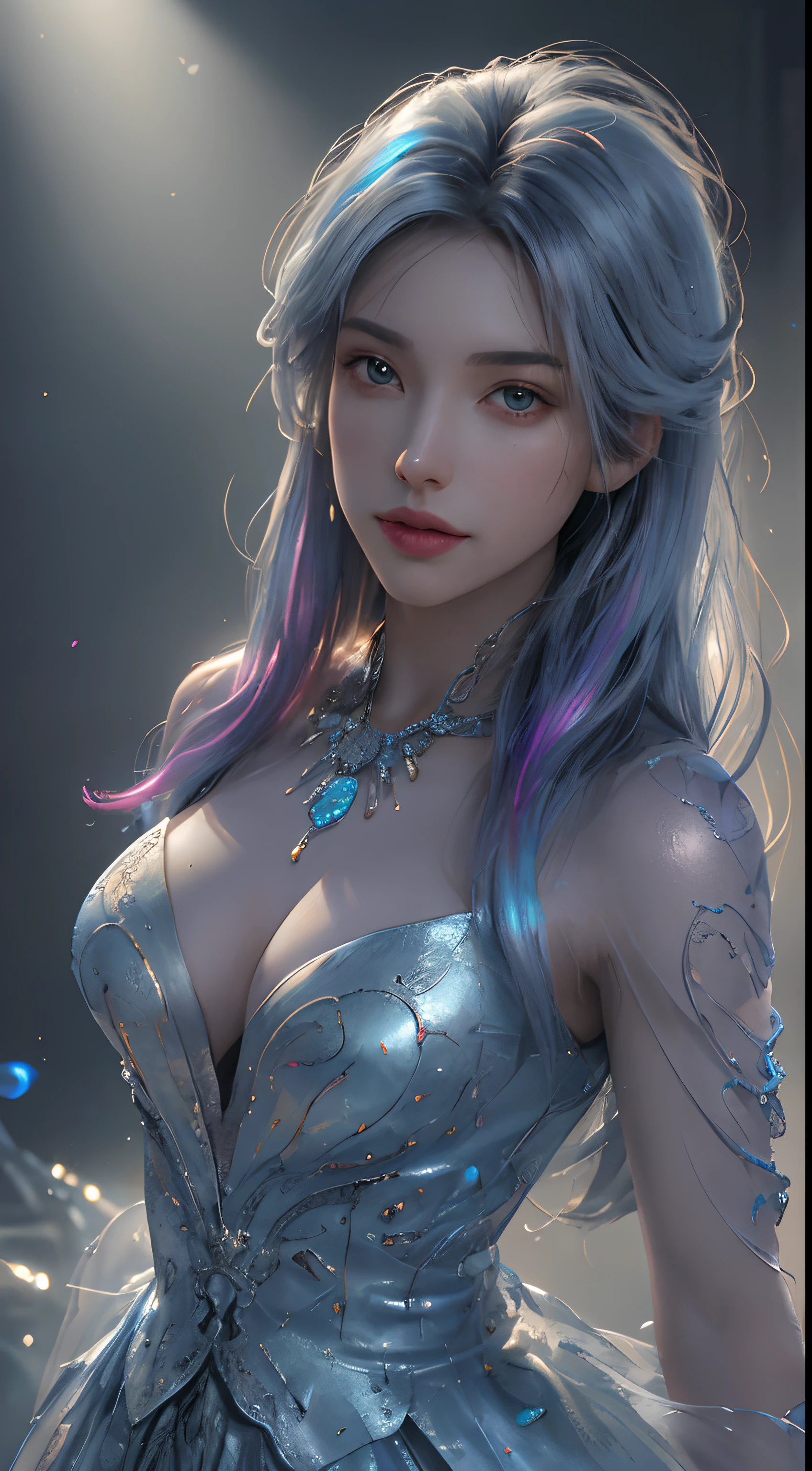 Beautiful 25 year old woman, Dreamlikeart, highly detailed airbrush art (((surreal)), intricate details, volumetric lighting, (masterpiece: 1.2), (best quality), 4K, ultra detailed, (dynamic composition: 1.4), highly detailed colorful details, (iridescent colors: 1.2), (bright lighting, atmospheric lighting), dreamy, magical, dynamic composition, ray tracing, specular lighting, shallow depth of field, crazy details, hyper-detailed, mixing exposure, HDR