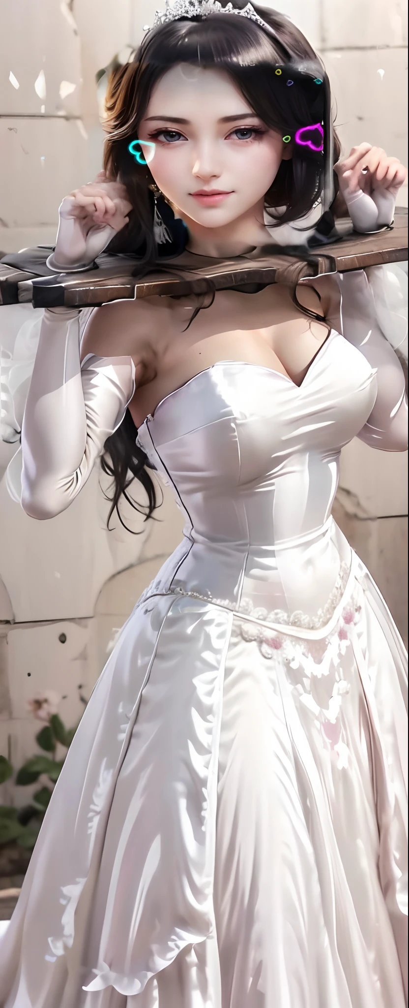 nipples are visible, Beautiful Asian lady, Frenchwoman, perfect face, perfect lighting, sexy pose, open chest, eyeliner, White hair, long hair, bang, Narrow eyes, A keen eye, bright red lips, Sunglasses, long eyelashes, In a double exposure dress with a starry sky, open chest, nipples are visible, glitter, diamonds, eyes are deep and expressive, thick stockings, wants sex, slim waist, Moonlight, body curve, luxury, puppet look, bright colors, skirt, a vampire, blood, Focus on the chest, veil