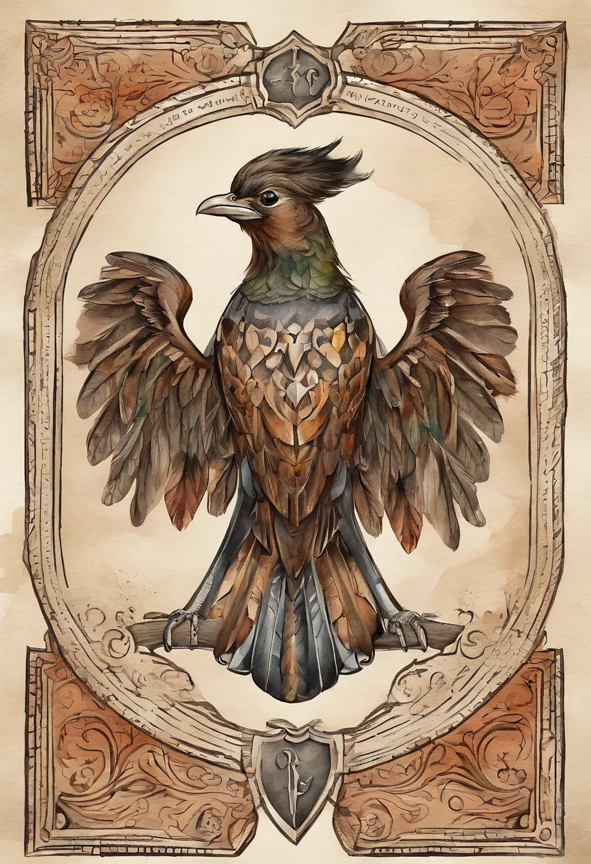 Logo of a Gaius bird in the form of a shield, com as letras R G
