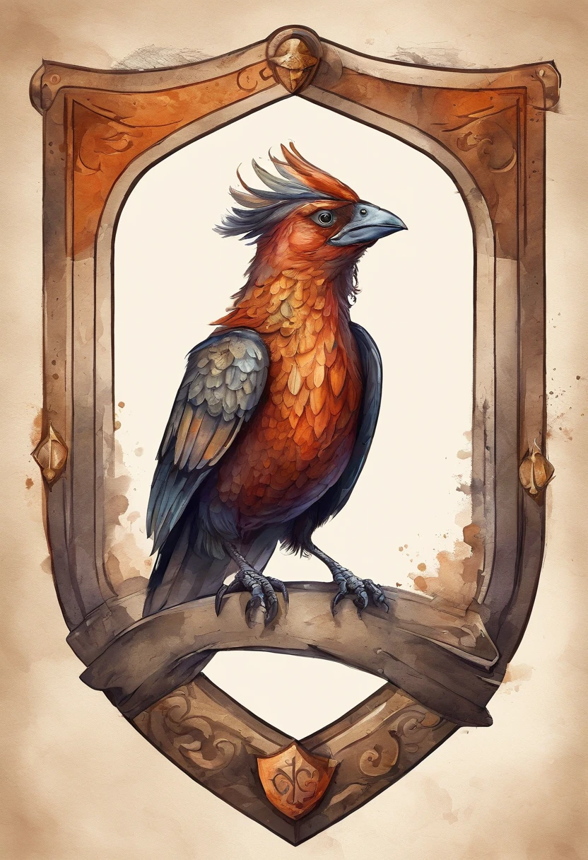 Logo of a Gaius bird in the form of a shield, com as letras R e G