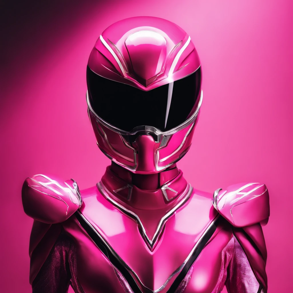 Portrait of a futuristic pink Power Ranger from space, fashion, editorial, fotografia editorial, capa de revista, 4k, boneca, intricate details, black studio background ::n_ low quality, full body, signature, mark, watermark, text, deformed, deformed eyes, deformed helmet