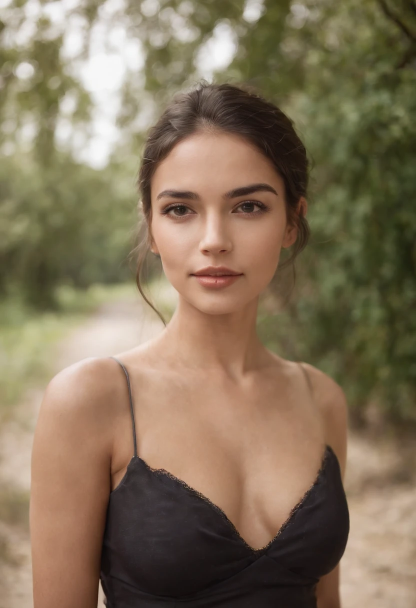 hermosa chica latina, 20 years old, desnuda, pechos regulares y cara hermosa, smailing y divertido, cabello rizado, cuerpo completo , fotorrealista, cinematographic image, lenceria