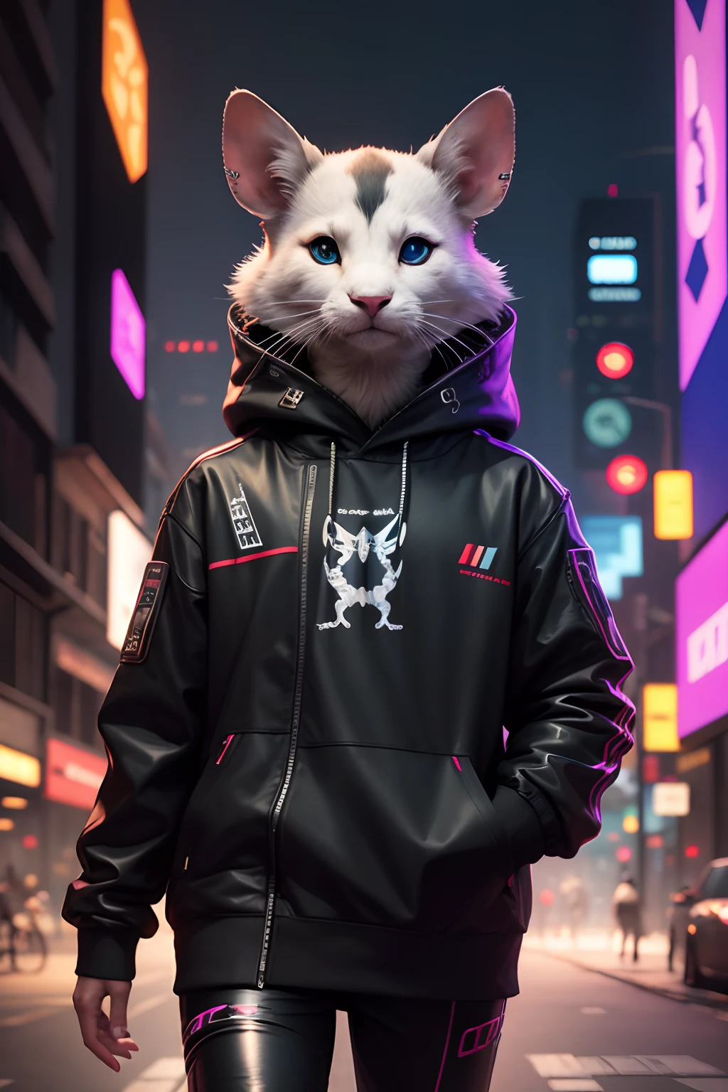 um rato designer, rato, animal, realista, 4k, futurista, cyberpunk