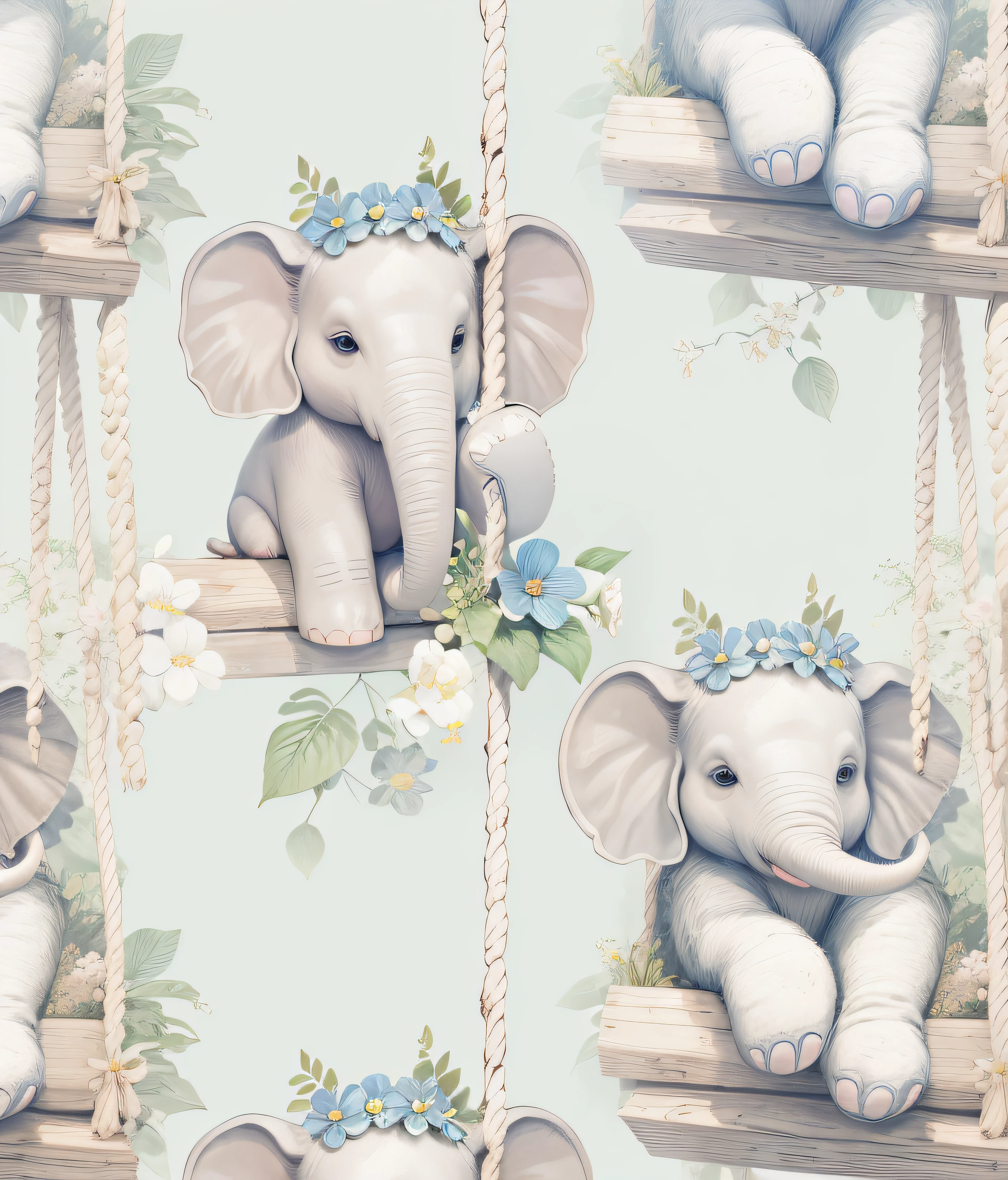 elefante fofo, flores, melhorar a qualidade