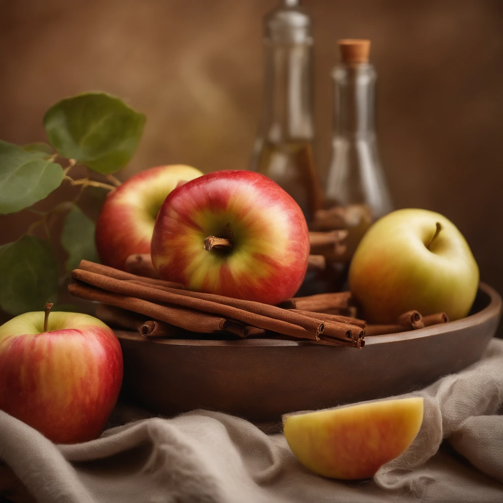 oil painting artistic drawing, flores, Apples and cinnamon
