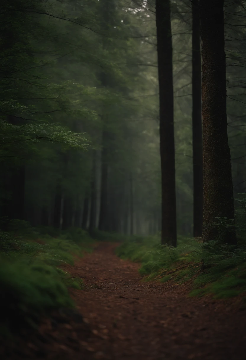 Polish forest on a rainy day