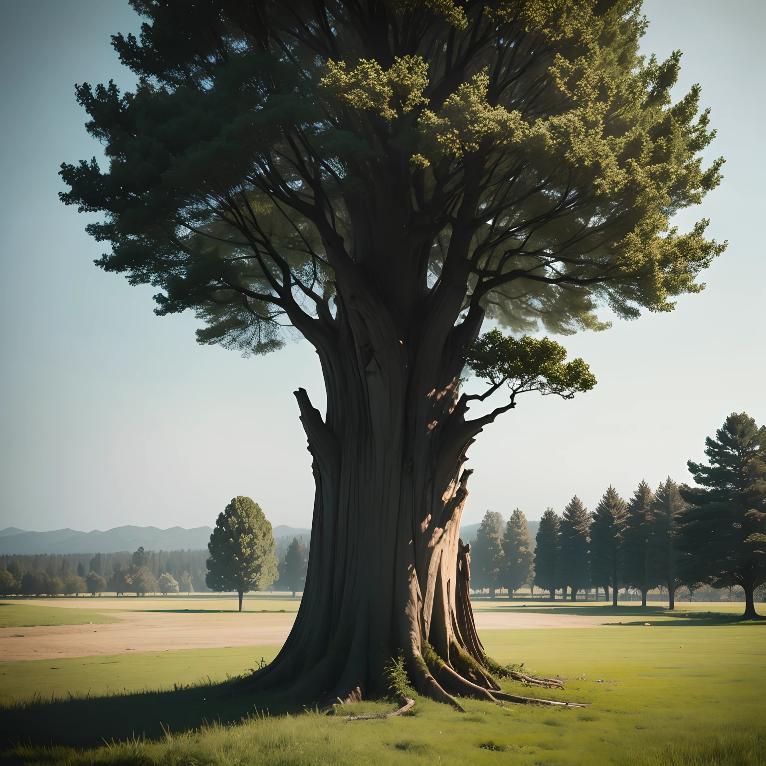 Dark tree in background