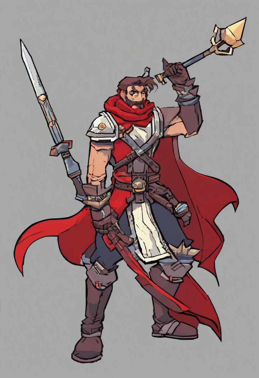 a cartoon drawing of a man with a red scarf, video game character concept, 2d concept art, single character concept art, concept art character, detailed full body concept art, game character concept art, character concept artwork, starfinder character, concept character, rpg concept art character, fantasy character concept, concept character art, character concept art