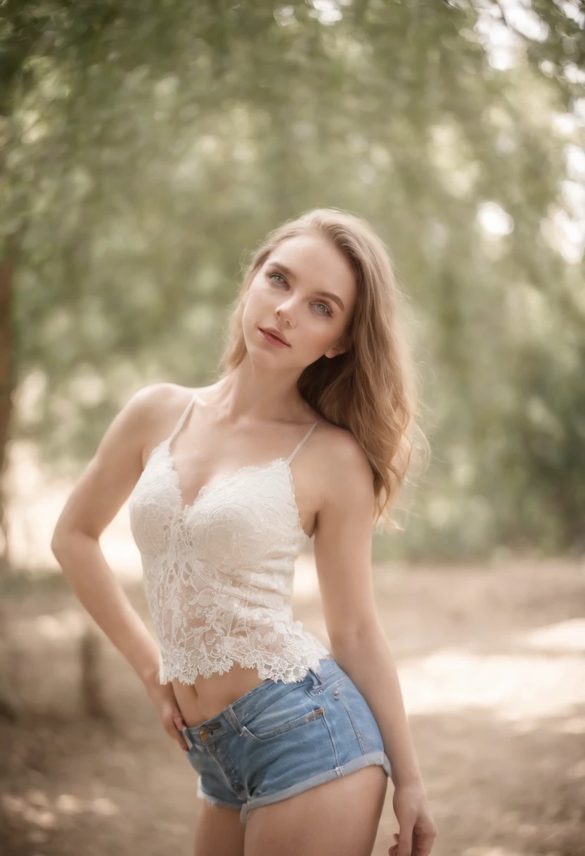/White girl, sky blue eyes, hot body, wearing short pants , lace, full body profile --auto