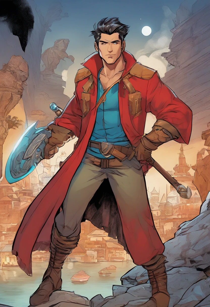 a cartoon drawing of a man with a red scarf, video game character concept, 2d concept art, single character concept art, concept art character, detailed full body concept art, game character concept art, character concept artwork, starfinder character, concept character, rpg concept art character, fantasy character concept, concept character art, character concept art