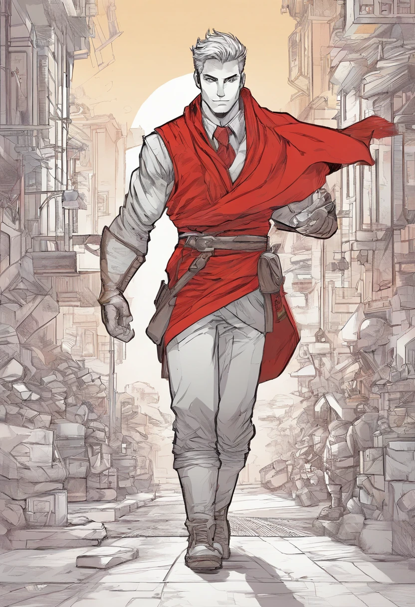 a cartoon drawing of a man with a red scarf, video game character concept, 2d concept art, single character concept art, concept art character, detailed full body concept art, game character concept art, character concept artwork, starfinder character, concept character, rpg concept art character, fantasy character concept, concept character art, character concept art