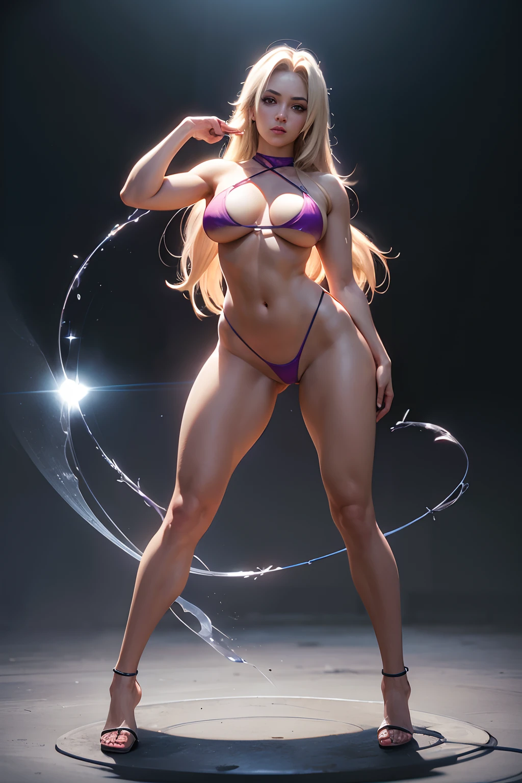 princesa adora ((Ela ra)) Masters of the universe with the whole body standing,  with your hands down, pernas afastadas da frente;(melhor qualidade,4k,8k,alto,master part:1.2), ultra-detalhado, Realistic:1.37, Micro Rope Transparent Bikini White Portrait, HDR,Sexy full-body Tsunade standing without panties with her hands down, perna, mais vista frontal UHD, studio lighting, extreme detail description, profissional, vivid colors, Bokeh, oil painting, tsunade corpo inteiro usando micro string bikini white micro transparente com rosto detalhado e corpo detalhado,seios grandes, sem calcinha Cabelo Dourado , olhos azuis marcantes, Determined expression, Intrincada roupa rosa sexy,Sexy full-body Tsunade standing without panties with her hands lowered legs away from the front,Facas Kunai, Hand seals, Chakra girando em torno dele, dynamic fighting pose, fundo vibrante com flores de cerejeira, luz s  olar brilhante, dynamic lighting.corpo inteiro,full-body front view standing without panties
