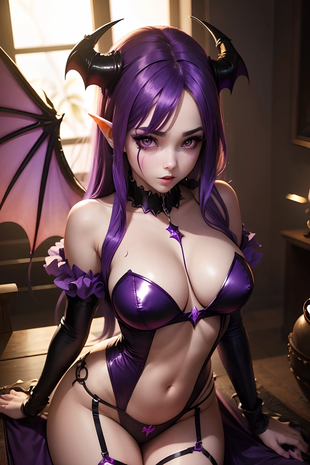 hot Succubus, purple hair, demongirl