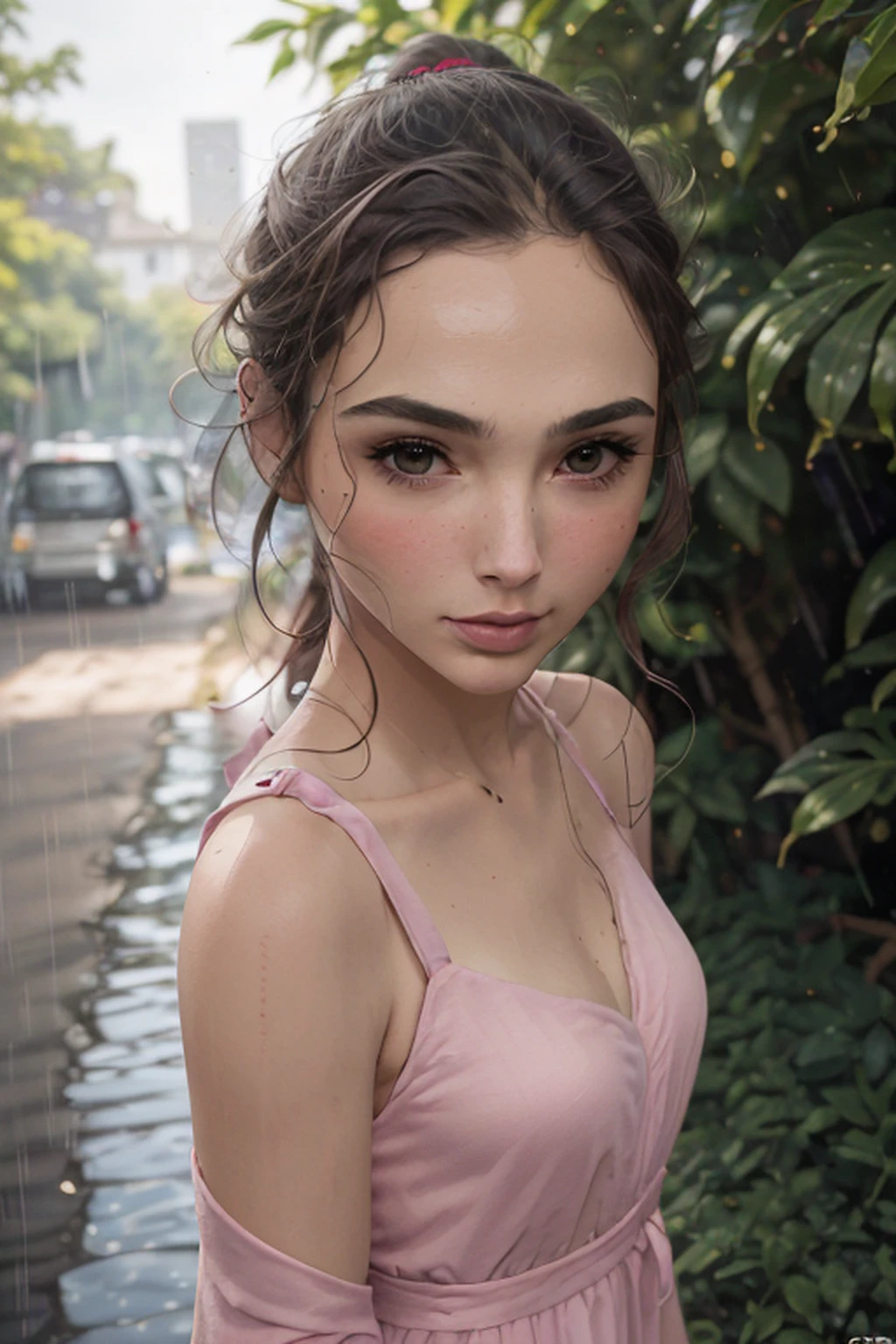 A woman in a light pink dress standing in a cherry forest, Artgerm, paisagem realista, Artgerm detalhado, olhos perfeitos, rosto perfeito, Ultra Detalhado, tiro de corpo inteiro, (Skindentation: 1.5), realista, realista, (obra-prima: 1.5), arte conceitual, detalhes intrincados, altamente detalhado, realista, octane rendering, 8K, motor irreal, dinamic pose, melhor qualidade, alta resolução, (rosto realista: 1.1), (hiper-realismo: 1.1) , ((full_body)), olhos perfeitos, (pele brilhante: 1.2), ((penteado))), ((perfect hands))), (fundo muito detalhado), ((dynamic background), ((rain day), (cerejeiras), ((1girl)), Vestindo um manto, (((Manto de fluxo))), ((Olhos detalhados, Olhos de alta qualidade, Rosto de alta qualidade)), vestido azul claro extremamente complexos, magical robes), magia, (dramatic), epic, campo de flores, profundidade de campo, bokeh, 4k, gotica, cinzas, particules.