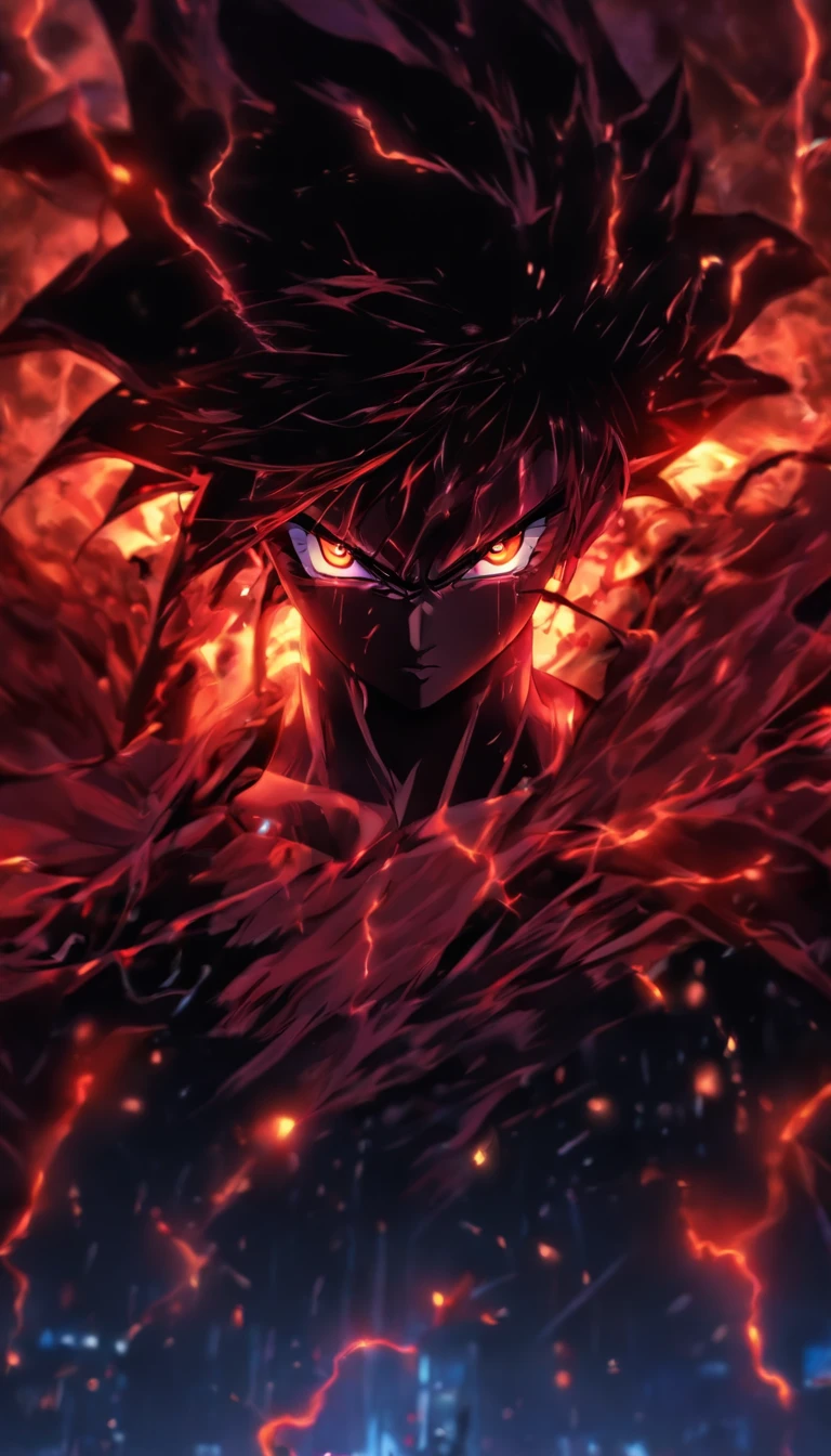 ，Libido boy，Shota，Black color hair，black shirt，Square glasses，apathy，long whitr hair，with long bangs，messed up hair，unholy，Floating hair，glowing light eyes，magic rune，Catastrophic，Dynamic posture，Dangerous atmosphere，dreariness，be desperate, Glowing eyes, Intense, blood red and black uniform, Solo, modern, City, Streets, Dark clouds, thunderstorm, heavy rain,, Dramatic lighting,, (Masterpiece:1.2), Best quality, high resolution,   Beautiful detailed, Extremely detailed, Perfect lighting,