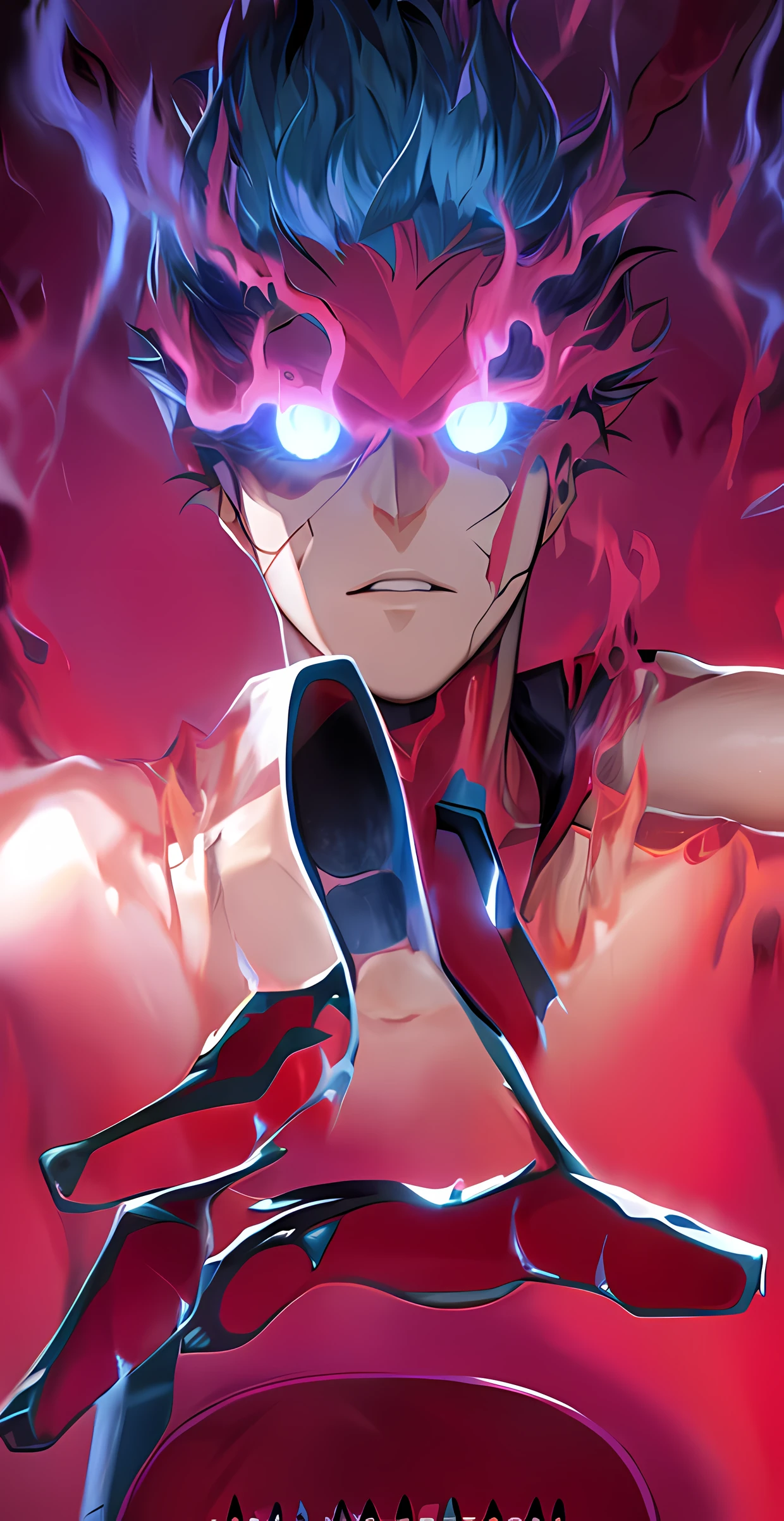 personagem de anime com uma luz verde saindo de seus olhos, an epic anime of a energy man, Gurren Lagann, com o dedo indicador, menacing aura, digital advanced anime art ", Gatilho Estilo de Arte de Anime, Epic anime style, emitindo aura vermelha maligna, an epic anime of tuff luck, Close-up!!!!!, epic 8 k hd anime shot, 8k!