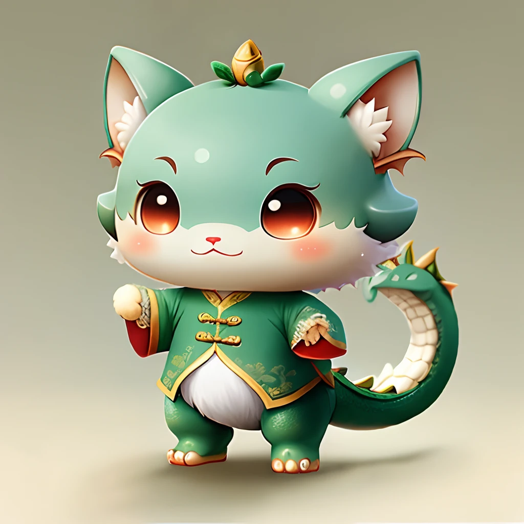 Cute dragon kawaii Chinese style,standing on your feet,Human image