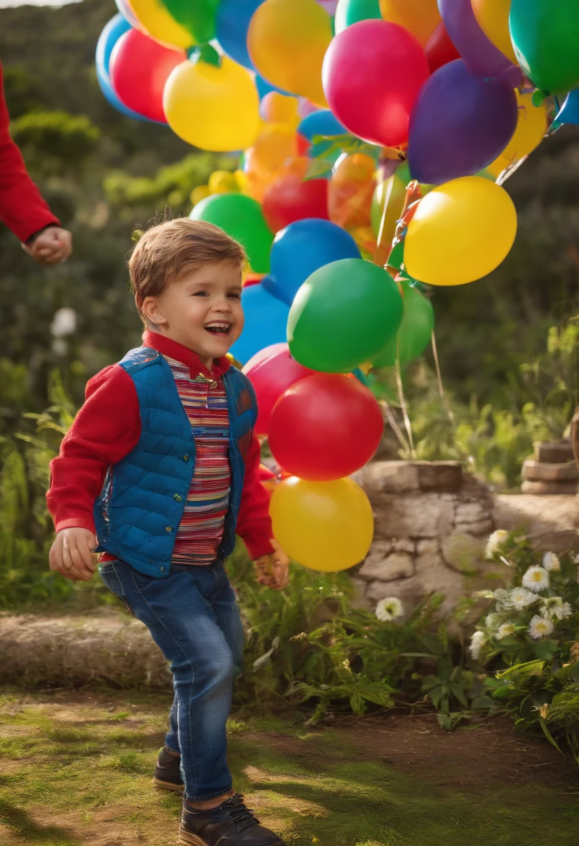 John was a very special boy. He had a very unique way of seeing the world, A Day at the Rainbow School, The teacher gathered all the children together,John and his friends worked together on exciting projects,it was John's birthday! Seus amigos organizaram uma festa surpresa para ele. John was so happy that tears of joy rolled from his eyes. Todos celebraram juntos com bolo, balloons and lots of laughter.