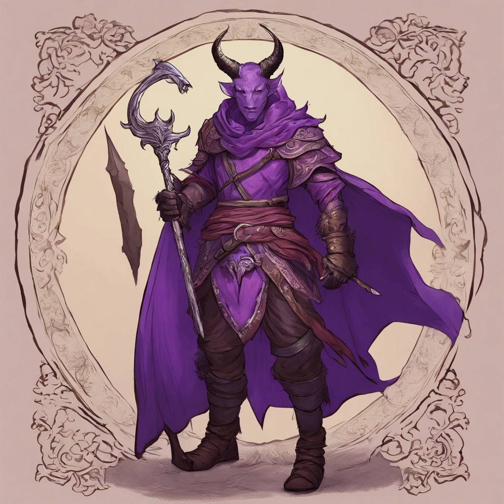 Tiefling, usando armadura, The colors are mostly purple and silver, master part, melhor qualidade