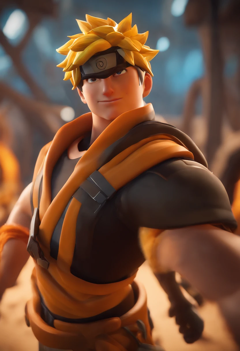 https://images.app.goo.gl/toFtwJKmHX7Z9vv57 A Fortnite-style animated character, resembling Naruto Uzumaki from the waist up, looking impressive with a neutral expression, rendered in 3D style, slightly anamorphic, gazing at the camera, with a clearly visible face, captured in ultra-high-definition (UHD) DVD-quality screenshot, cartoon, ultra-detailed, intricate details, volumetric lighting, 3D model, faux, photography, digital art, 8K, futuristic, cinematic, wide-angle shot, depth of field, hyper-detailed, astonishing details, intricate details, with a beautiful color gradient, Unreal Engine 5, cinematic, video game, Fortnite, captured with a 25mm lens in a 9:16 aspect ratio."