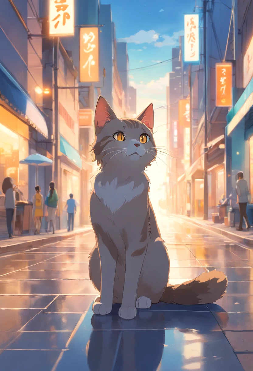 Limited, ash-grey cat, howling, golden eyes, best quality, masterpiece