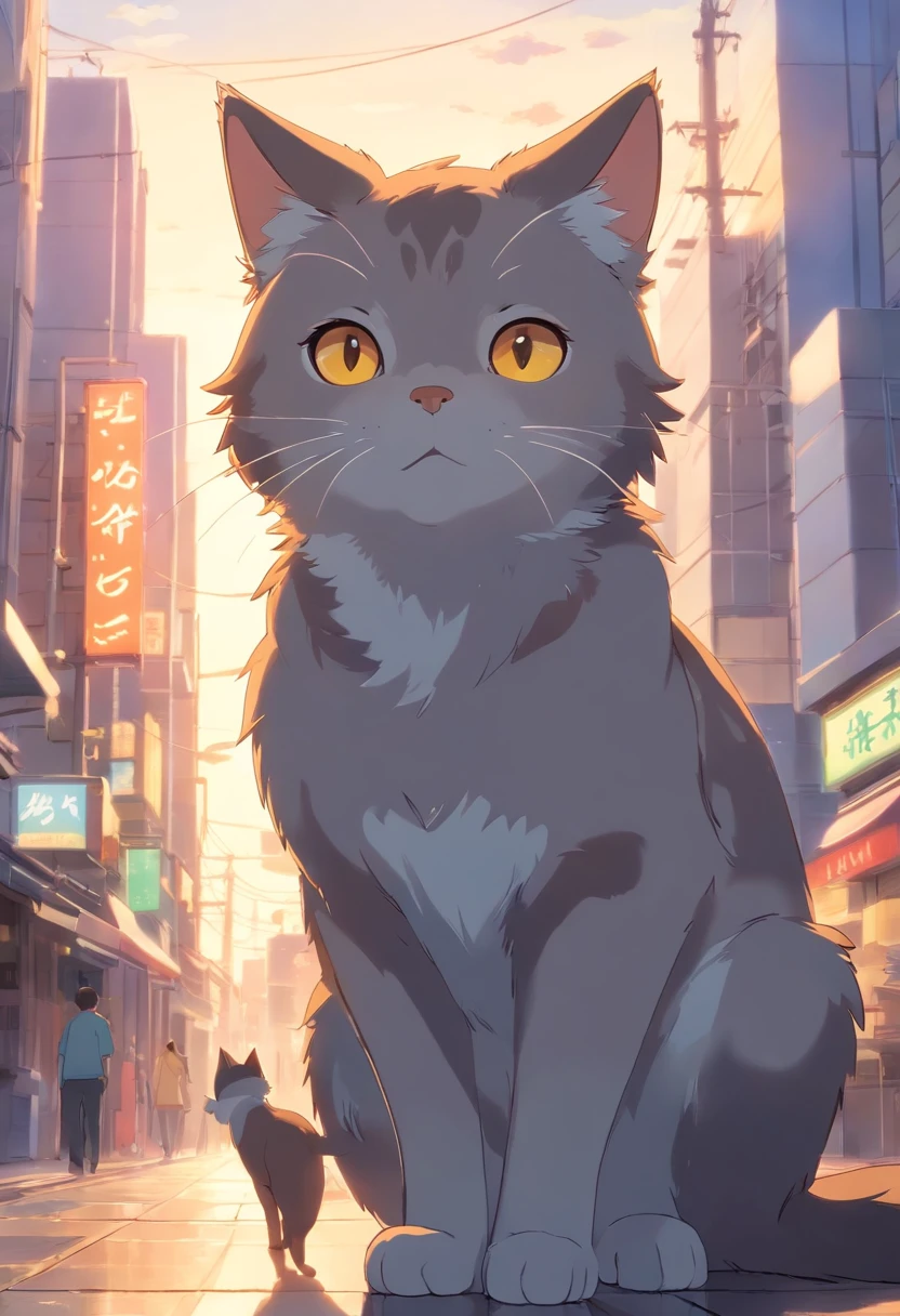 Limited, ash-grey cat, howling, golden eyes, best quality, masterpiece
