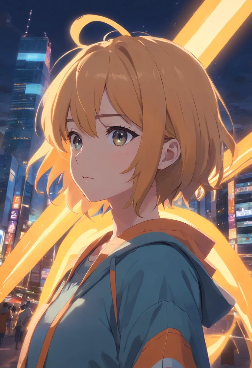 Un personaje de dibujos animados al estilo de anime, similar a naruto uzumaki de la cintura hacia arriba, luciendo impresionante, rostro neutro, estilo de renderizado 2D, slightly anamorphic, staring at the camera, con el rostro claramente visible, DVD screenshot in ultra high definition quality (UHD), dibujo animado, ultra detalle, detalles intrincados, volumetric illumination, modelo 2D, falso, Cinematographer, arte digital, 8K, futuro, Cinematographer, Ultra wide angle, profundidad de campo, hiperdetallado, detalles asombrosos, detalles intrincados, with a beautiful gradation of colors, cinemactic, dibujo animado, anime, Captured with a 25mm lens in an aspect ratio of 9:16.