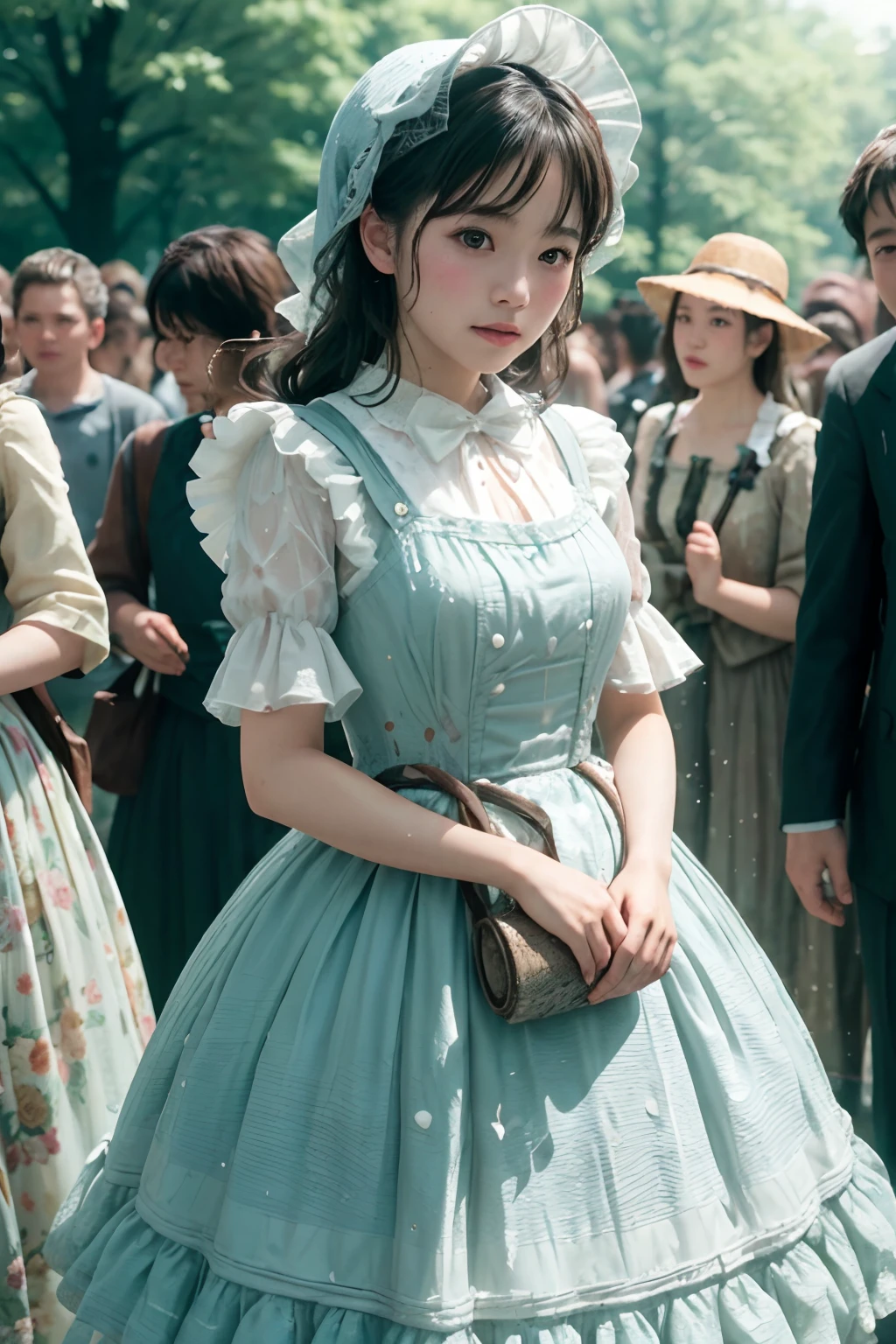cosplay,pov,natural lighting,1girl,solo,
lolita_dress,standing,bonnet,
crowd,cosplay,blur,blurry,blurry background,nsfw,
Insanely Detailed,Art by Gregory Crewdson,Yoji Shinkawa,Guy Denning,James Jean and Liz Gael,Ink Drip,Paint Splatter,((Chiaroscuro)),((((Textured)))),