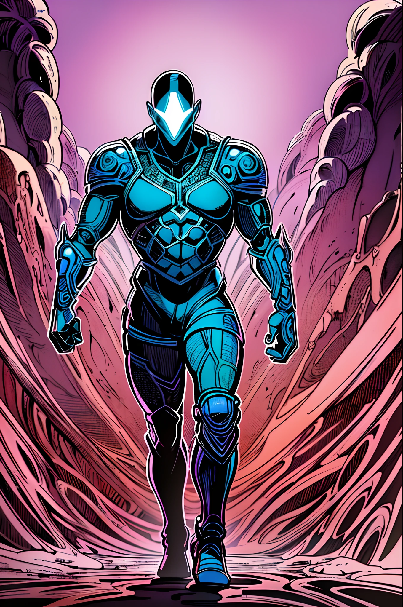 weird edgy superhero, standing, solo, full body, dark, mysterious, surreal, powerful, dramatic lighting, intense colors, comic book style, 60s,methurlant intricate surreal gritty atmospheric cinematic stylized contrast comic eerie cybernetic futuristic, bizzare, eldritch, strang, occult, psychedelyc, surreal