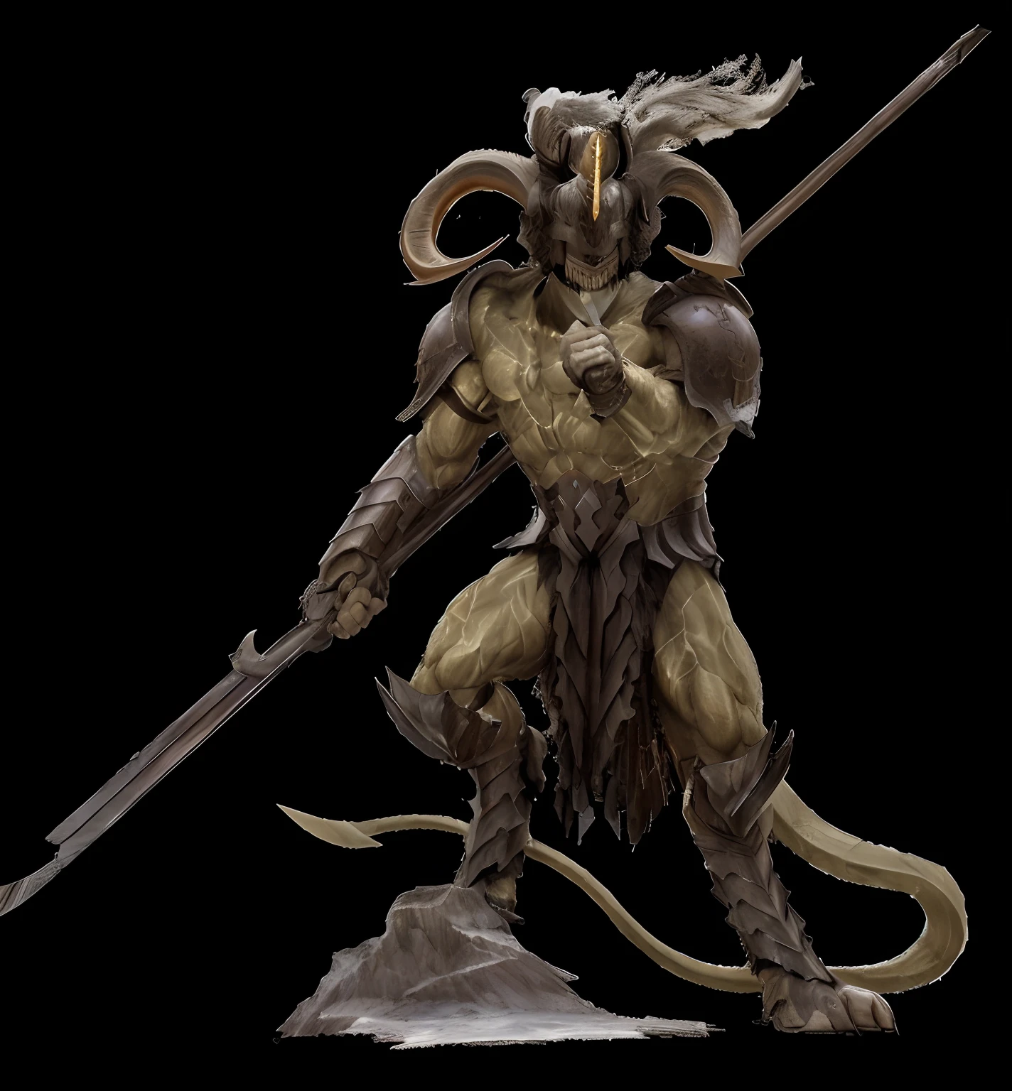 a close up of a statue of a horned man with a sword, minotaur warrior, minotaur in ancient armor, minotaur from path of exile, sculpture of moloch, minotaur, muscled humanoid balrog demon, beastman concept, demon berserker, infinity blade concept art, fit male demon with white horns