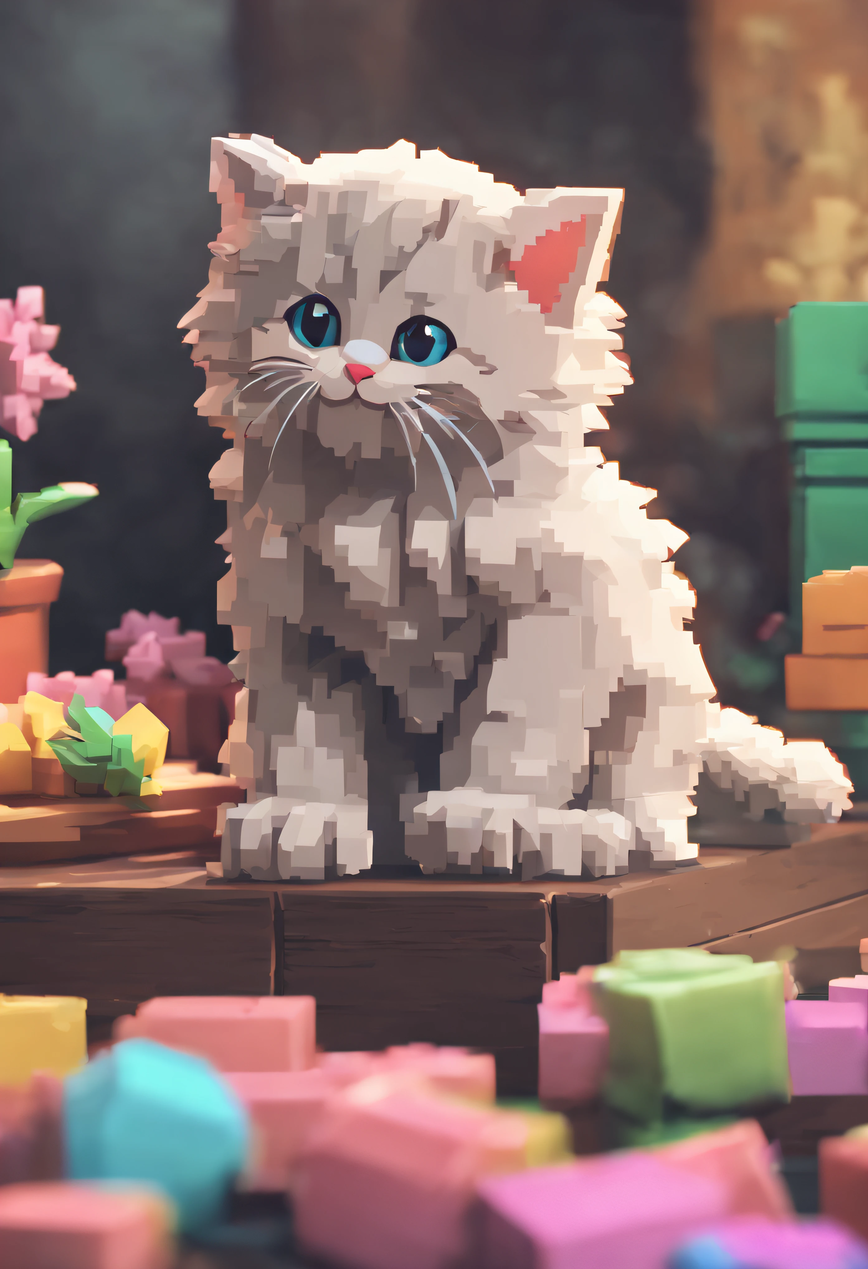 Cute Kitten Pixel Art, A kitten, Playful kittens, 3D pixel art 4K wallpaper.
break
Incredible details of pixel art. pixel image.
break
Theme is Vaporwave.
break
This is detailed Unreal Engine pixel art.