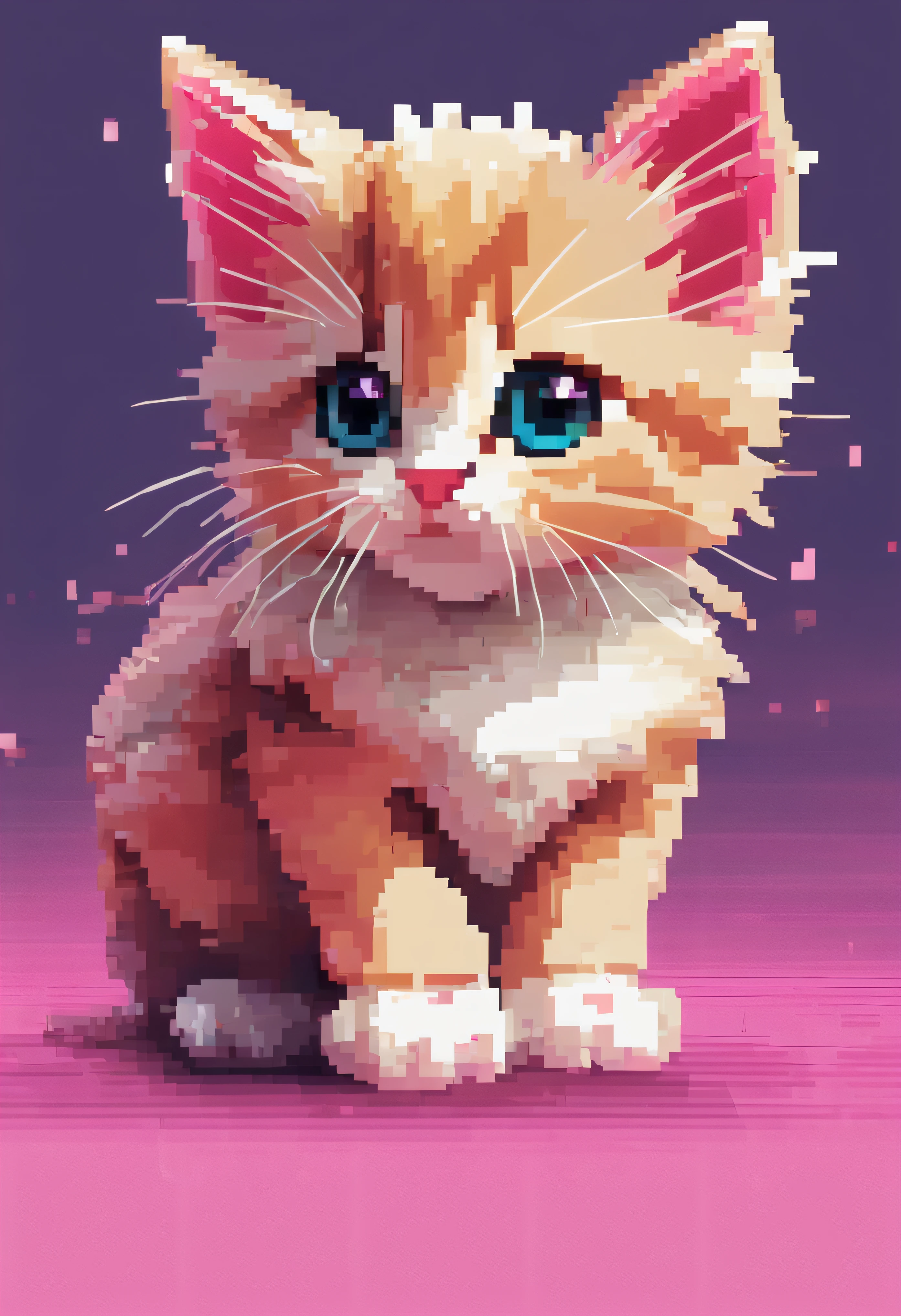 Cute Kitten Pixel Art, A kitten, Playful kittens, 3D pixel art 4K wallpaper.
break
Incredible details of pixel art. pixel image.
break
Theme is Vaporwave.
break
This is detailed Unreal Engine pixel art.