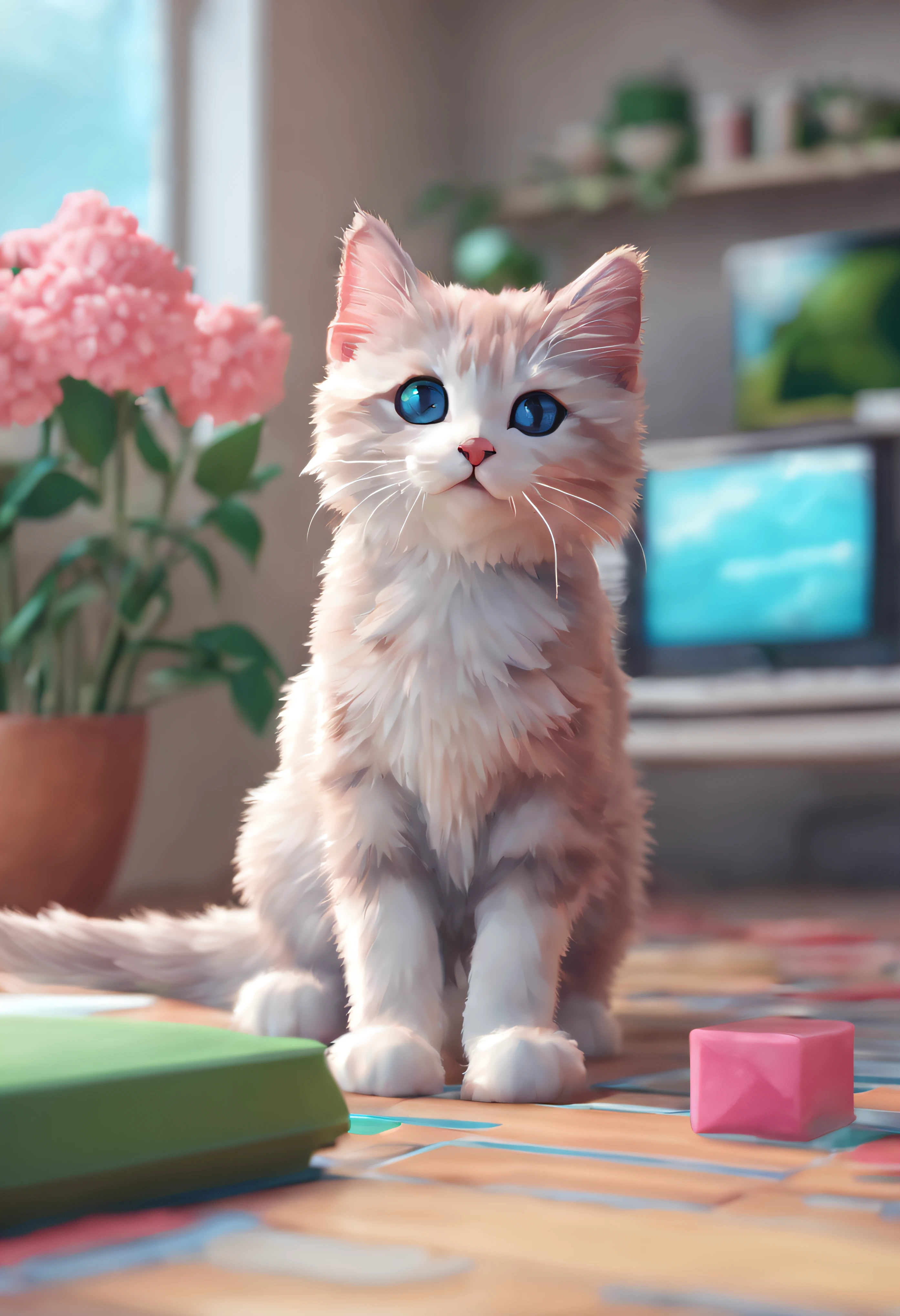 Cute Kitten Pixel Art, A kitten, Playful kittens, 3D pixel art 4K wallpaper.
break
Incredible details of pixel art. pixel image.
break
Theme is Vaporwave.
break
This is detailed Unreal Engine pixel art.