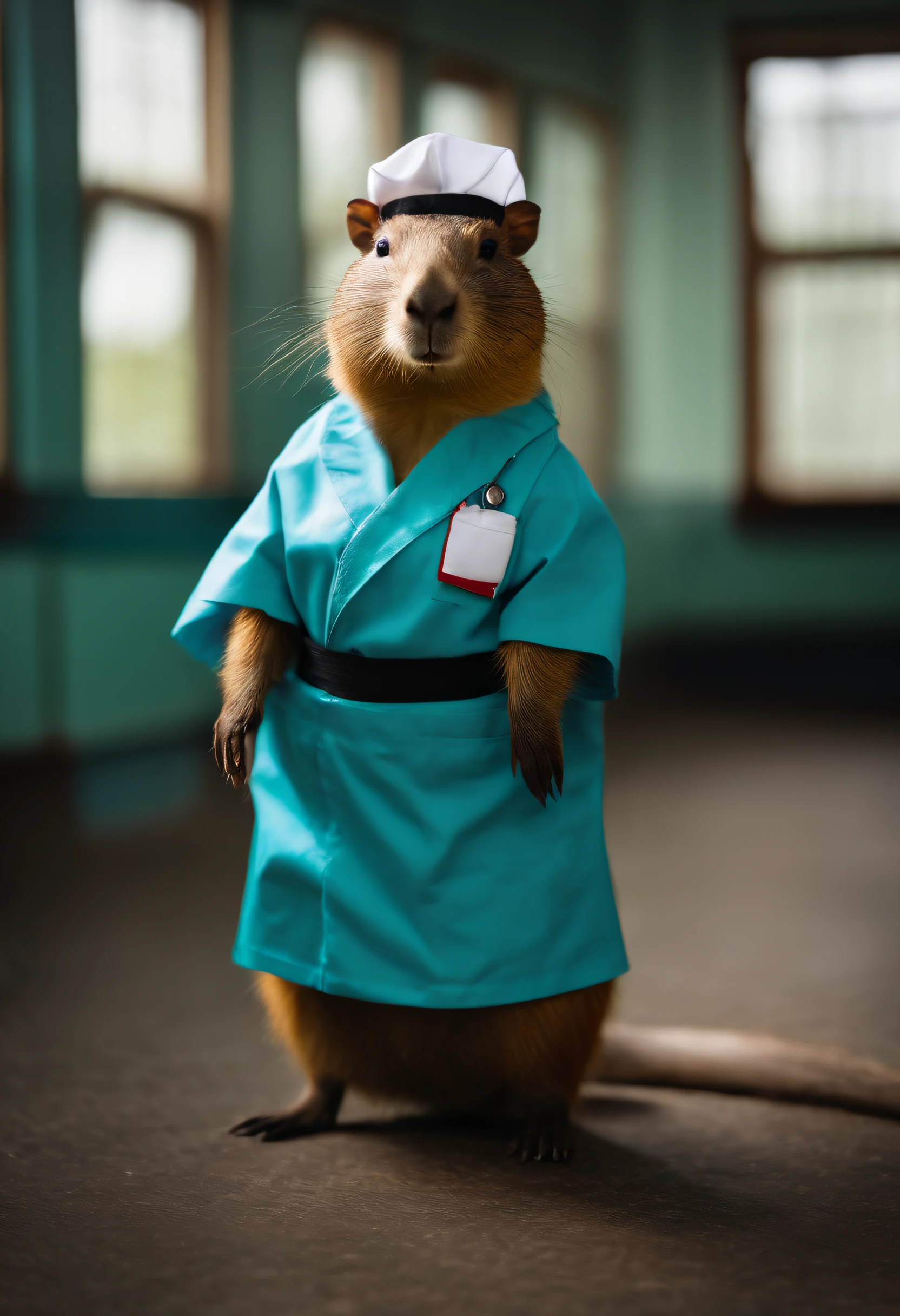 a capybara dressed as a nurse