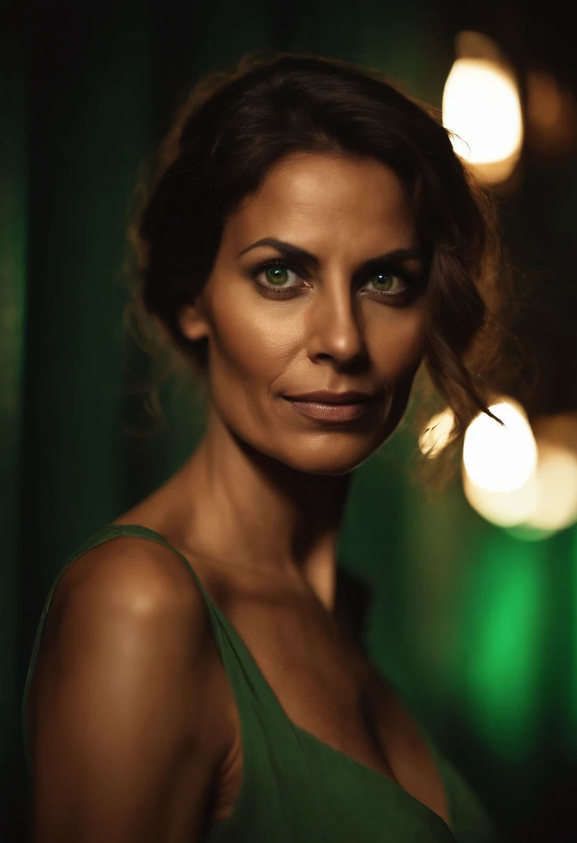 Brown woman in her thirties heavy bust green eyes dyed mast 1m75 60kg slender