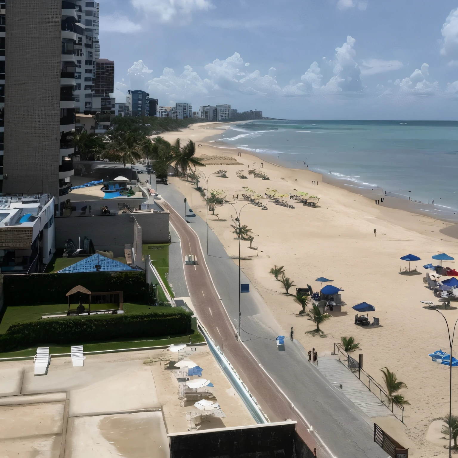 Arargada view of a beach with parasols and people on the sand, praia em primeiro plano, in a beachfront environment, Directed by: Felipe Seade, com vista para a praia, Le Long, Directed by: Benjamin Marra, salvador, Directed by: Herbert MacNair, por Romain brook, by Rodolfo Amoedo, Rocha, Directed by: Willian Murai, Hand drawn