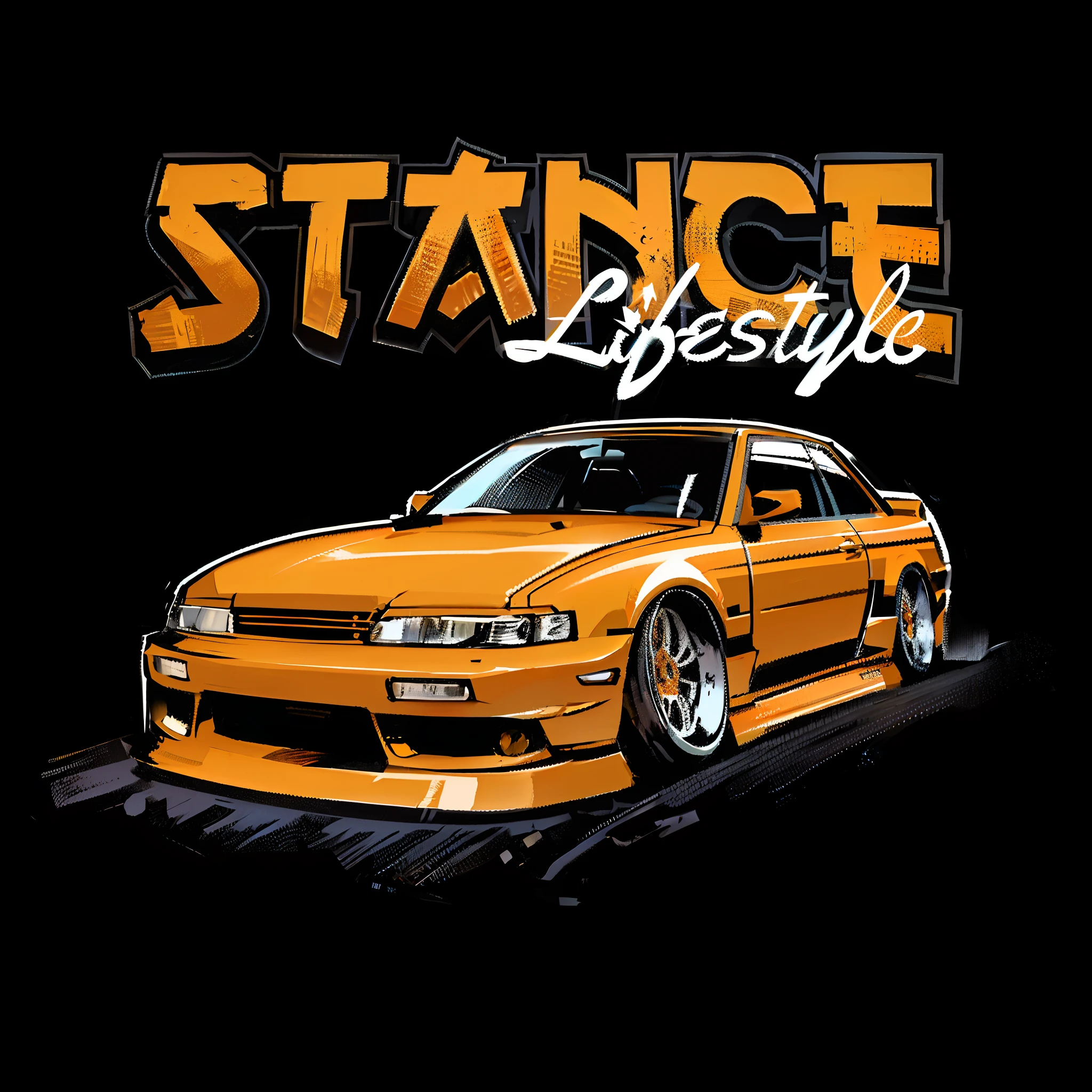 um close up de um carro com uma postura escrita estilo de vida nele, epic stance, impressionante estilo de arte detalhado, postura agressiva, nice style culture, Streetwear Graphic Design, estilo pintura digital, Estilo de GTA V obras de arte, Estilo Kentaro Miura, fantastic artstyle, estilo de arte impressionante, estilo anime, Grand Theft Auto Estilo, Estilo de Ade Santora, sketchy artstyle