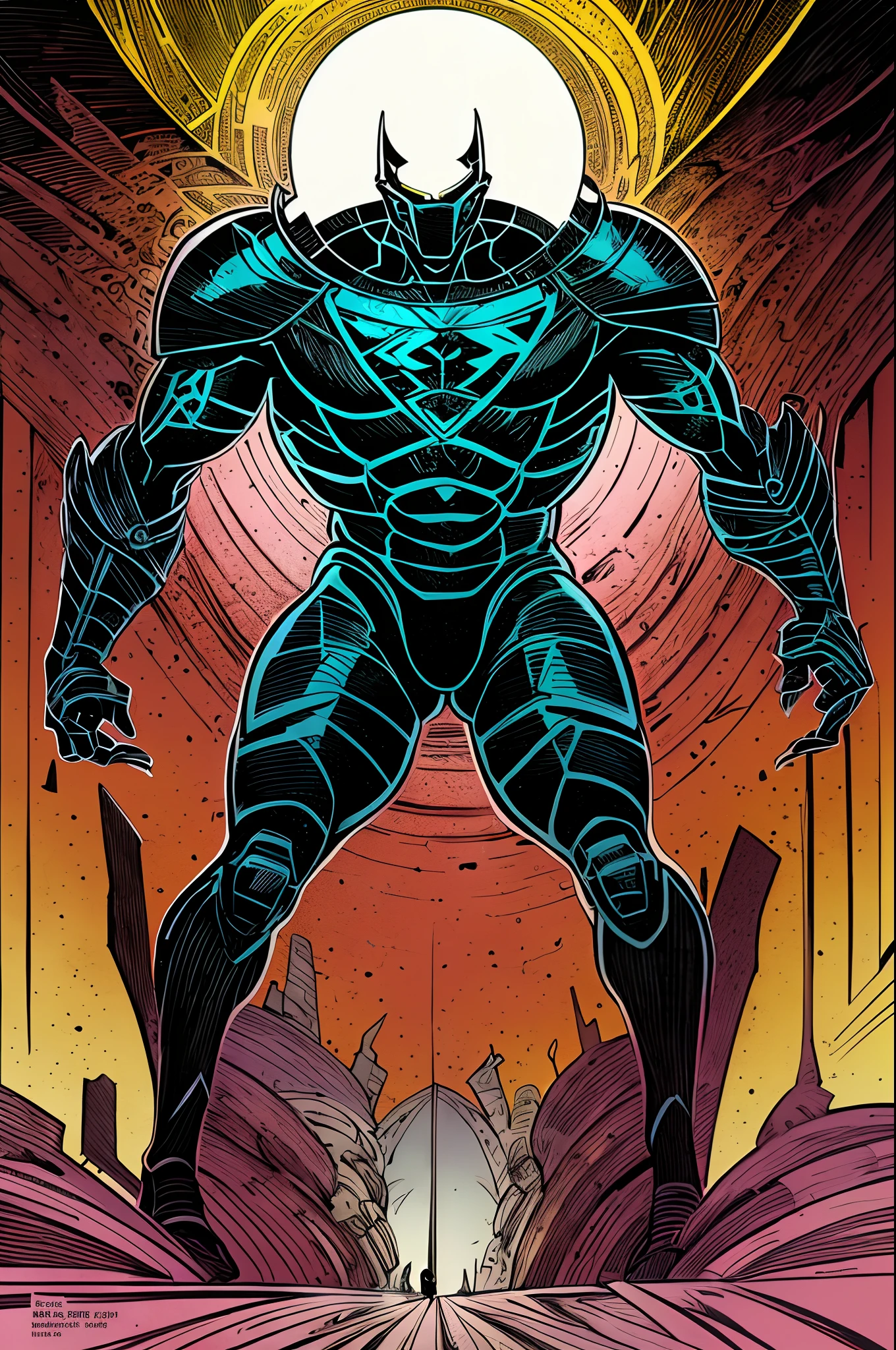 weird edgy superhero, standing, solo, full body, dark, mysterious, surreal, powerful, dramatic lighting, intense colors, comic book style, 60s,methurlant intricate surreal gritty atmospheric cinematic stylized contrast comic eerie cybernetic futuristic, bizzare, eldritch, strang, occult, psychedelyc, surreal, terror,