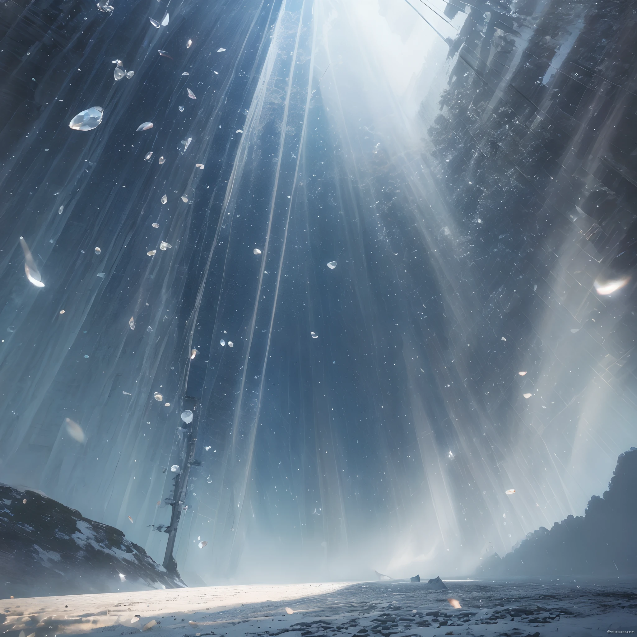 Light dappers ethereal over morning mist near a valley forged in dewdrops of crystal clear splendour